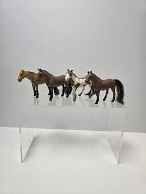 Set Of 4 Vintage 1998 MMTL Mini Toy Horses Standardbred Pinto Cleveland Bay